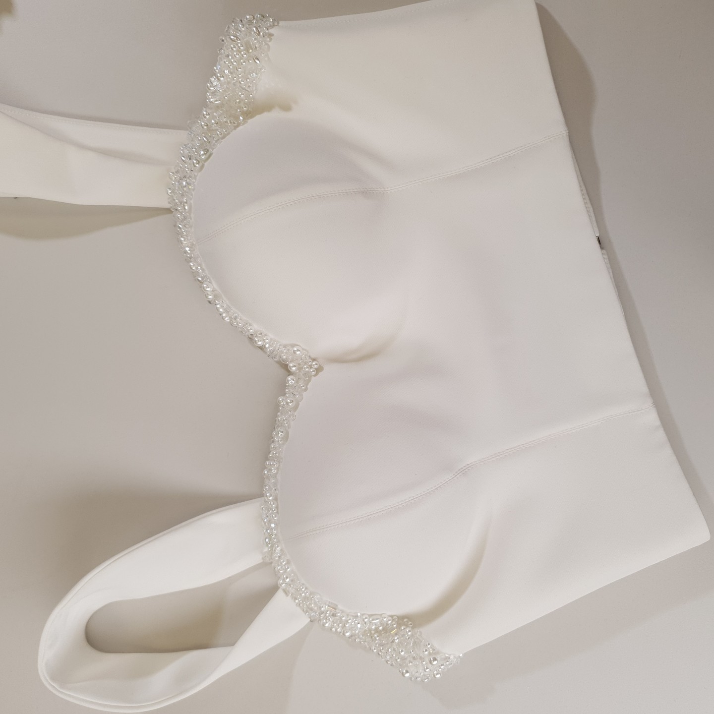Beaded bustier, 2021, couture, top, bridal, off-white, bridal corset and skirt #6, embroidery