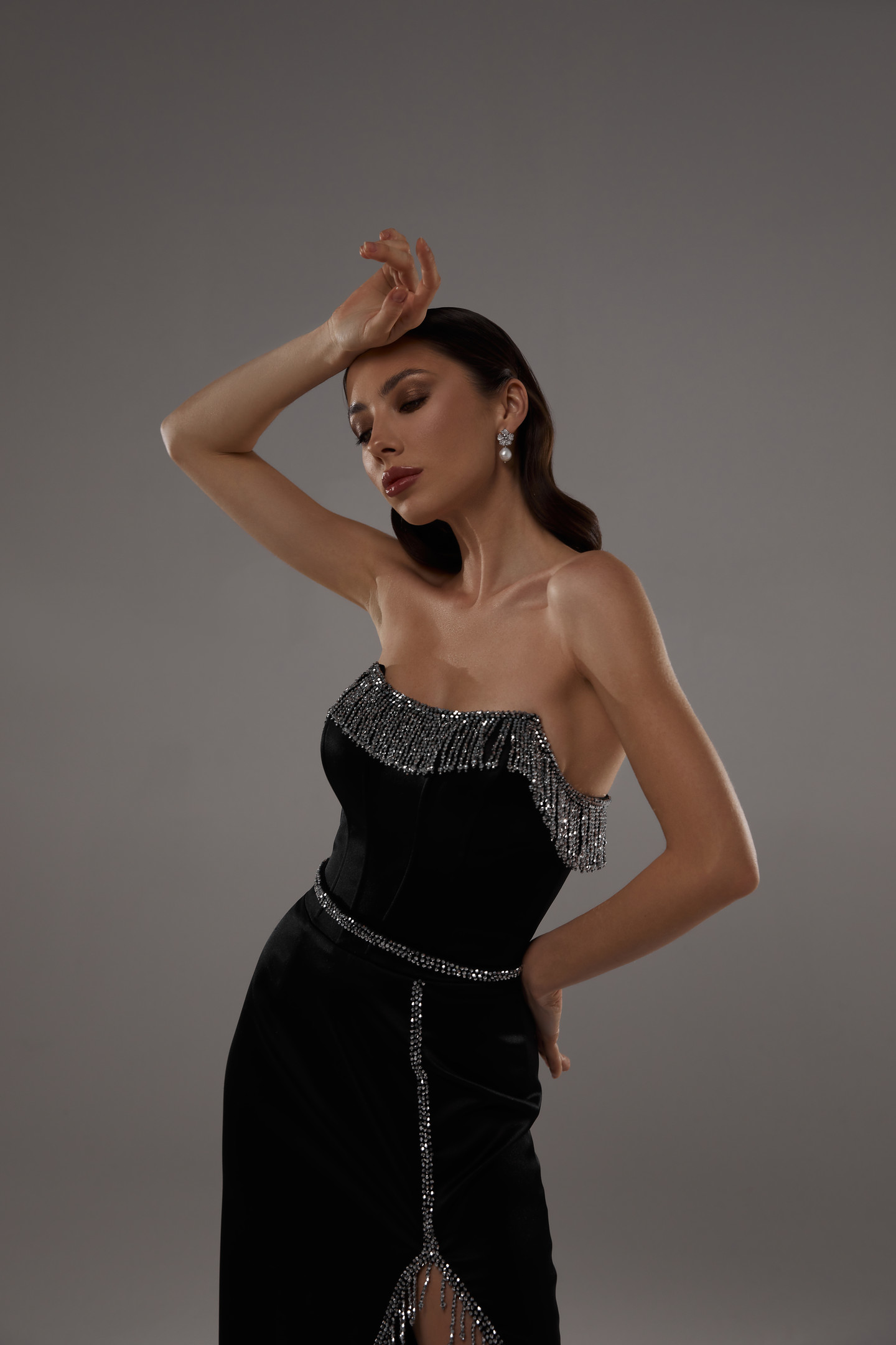 Ilona black dress, 2022, couture, dress, evening, black, embroidery