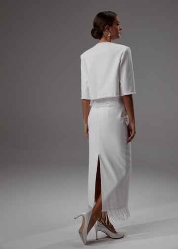 Юбка с бахромой, 2023, одежда, юбка, свадебное, молочно-белый, свадебный костюм с бахромой, вышивка